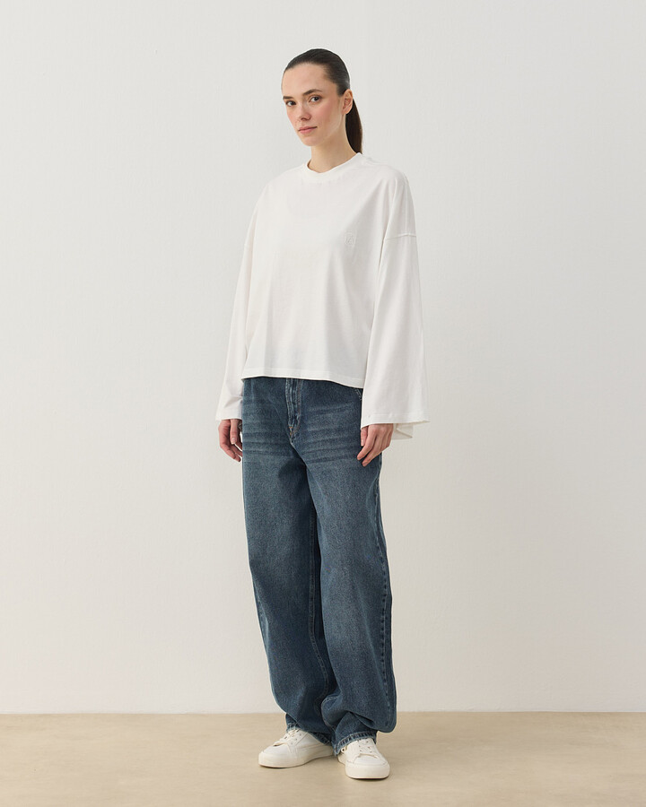 Süprem Crop Kimono Kısa Bluz Ekru