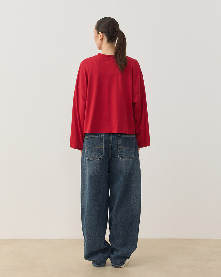 Süprem Crop Kimono Kısa Bluz Kırmızı