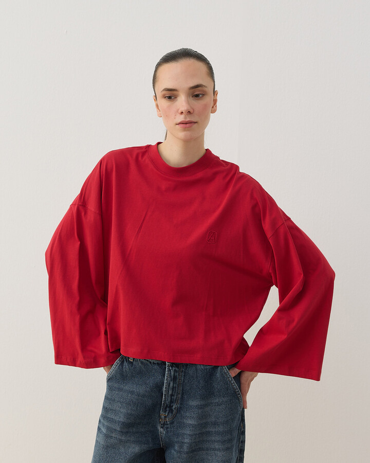 Süprem Crop Kimono Kısa Bluz Kırmızı