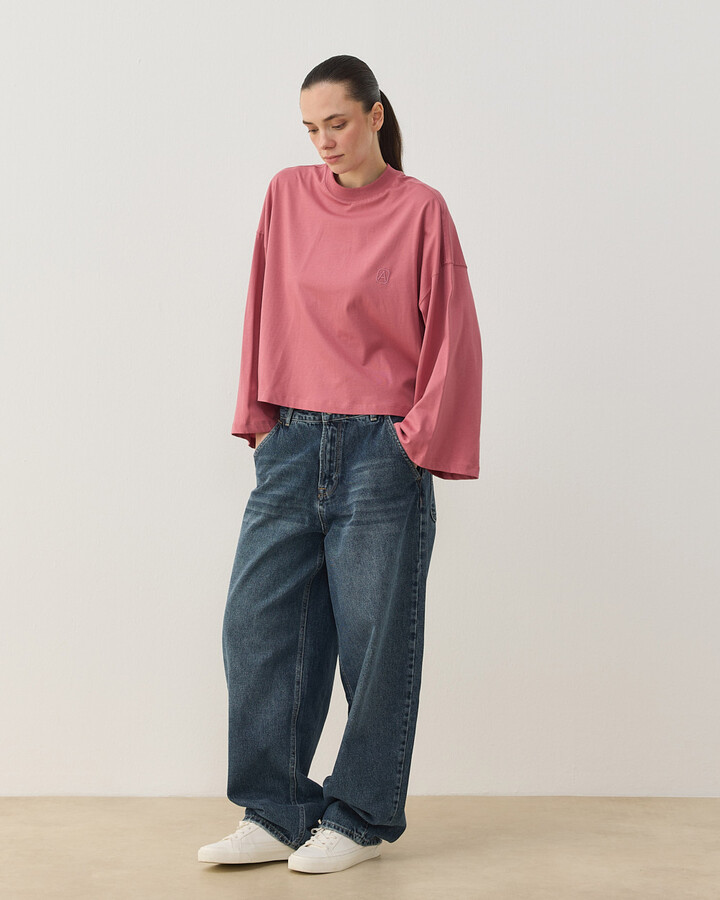 Süprem Crop Kimono Kısa Bluz Pembe