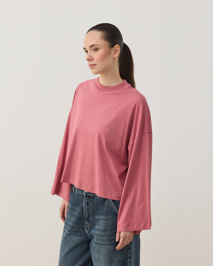 Süprem Crop Kimono Kısa Bluz Pembe