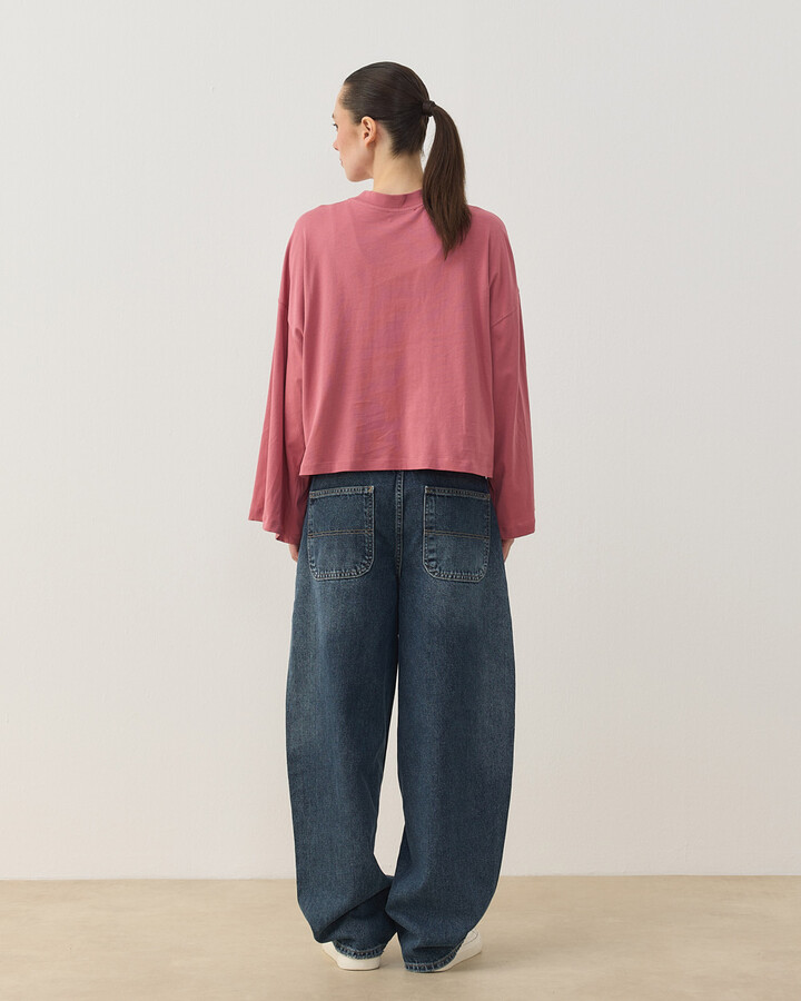Süprem Crop Kimono Kısa Bluz Pembe