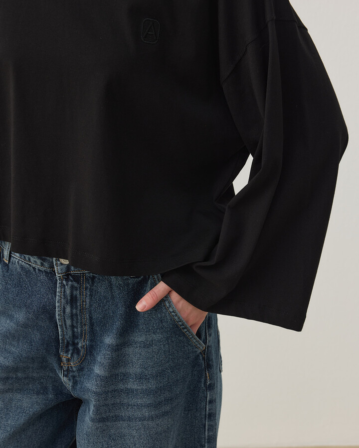 Süprem Crop Kimono Kısa Bluz Siyah