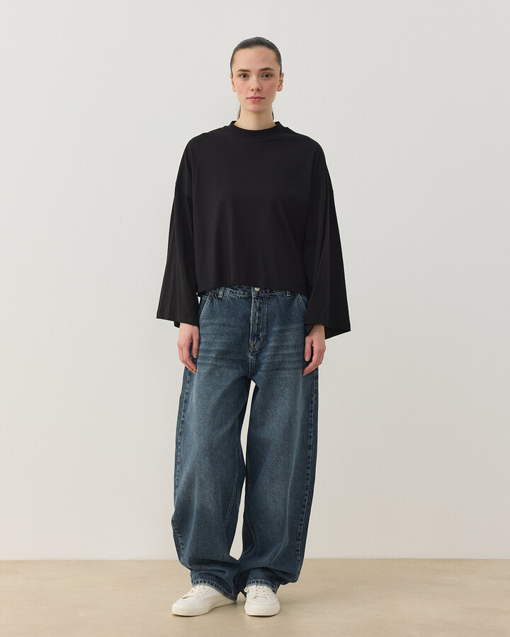 Süprem Crop Kimono Kısa Bluz Siyah