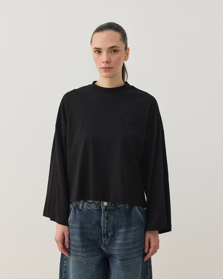 Süprem Crop Kimono Kısa Bluz Siyah