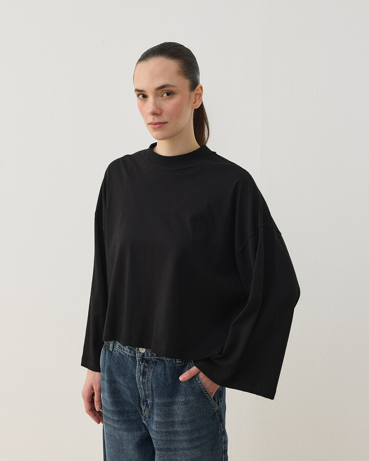 Süprem Crop Kimono Kısa Bluz Siyah