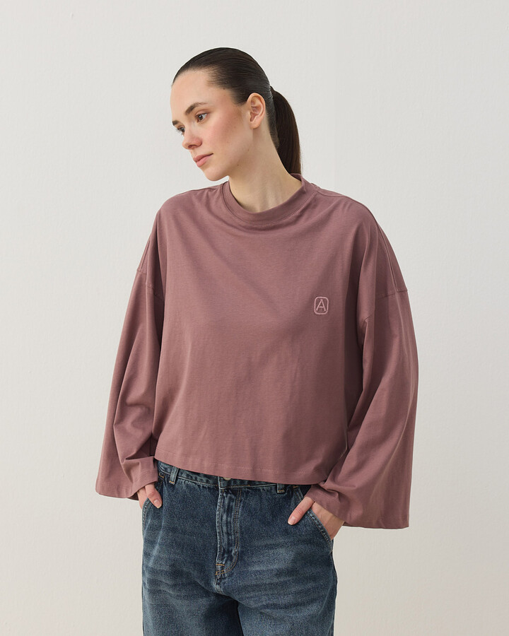 Süprem Crop Kimono Kısa Bluz Tozlu Mürdüm