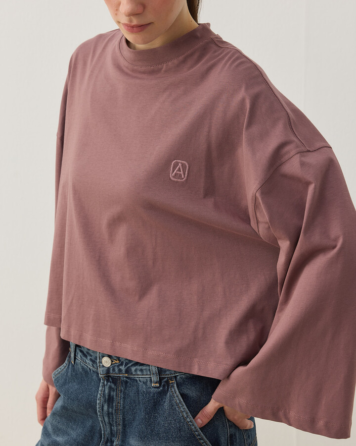 Süprem Crop Kimono Kısa Bluz Tozlu Mürdüm