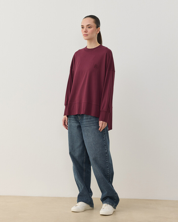 Süprem Fresh Yırtmaçlı Bluz Bordo