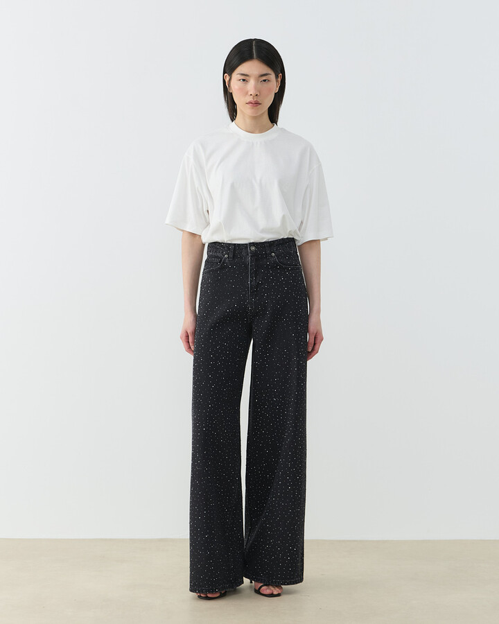 Taşlı Baggy Fit Jean Füme
