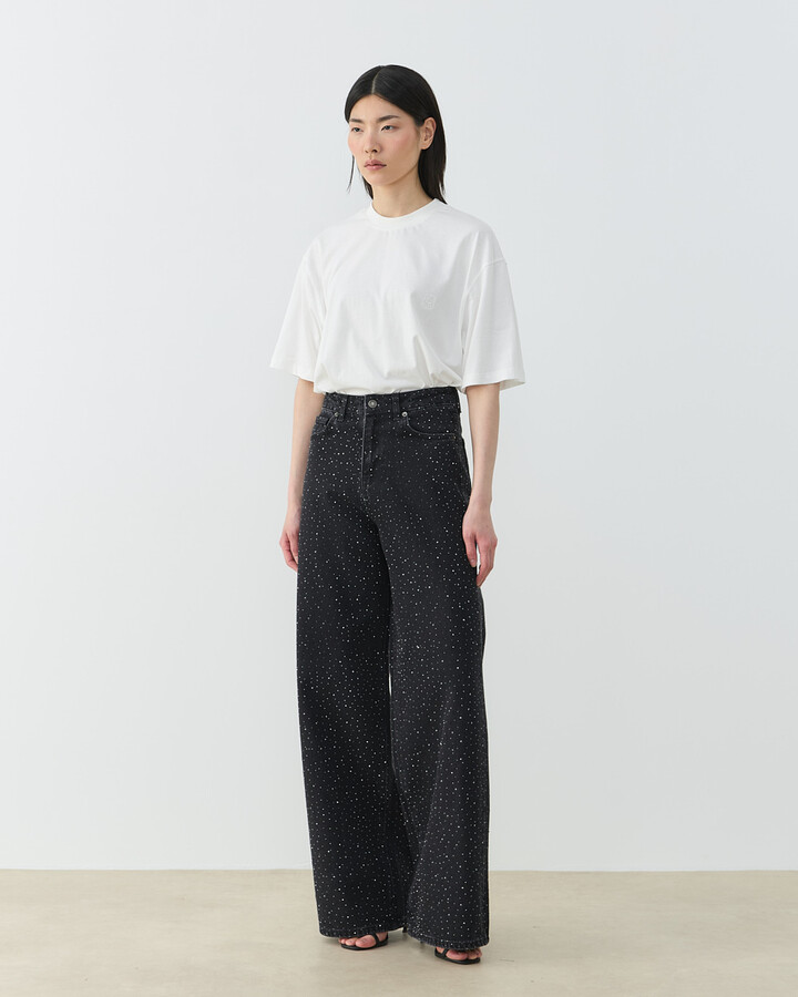 Taşlı Baggy Fit Jean Füme