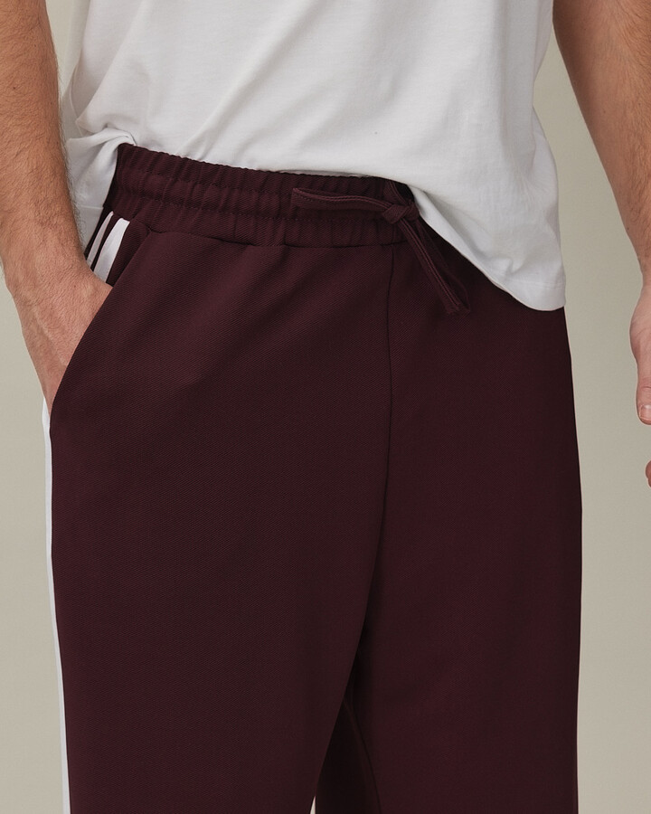 Erkek Kenarı Şeritli Wide Leg Pantolon Bordo