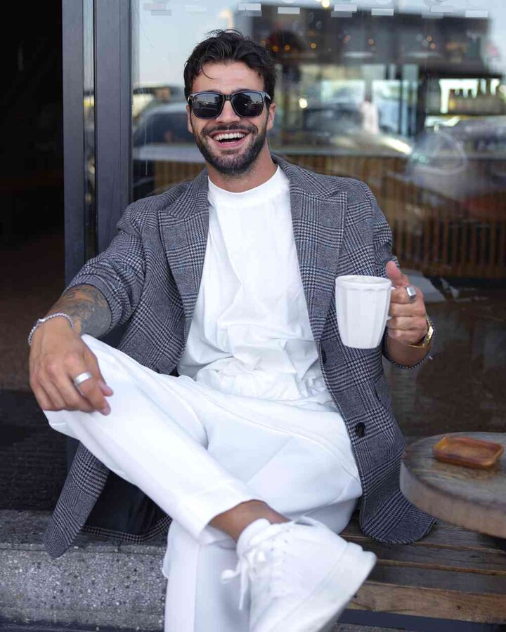 Erkek Limited Dad Blazer Ceket Gri Ekose
