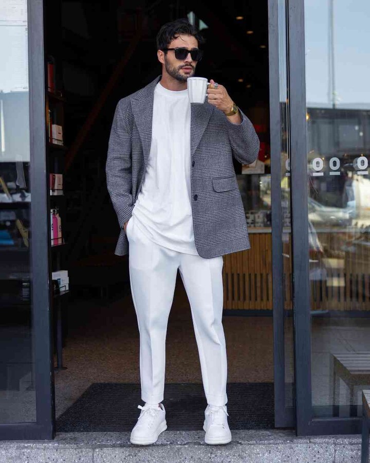 Erkek Limited Dad Blazer Ceket Gri Ekose